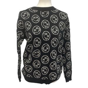 Vans Womens Small Cotton Acrylic Smiley Face Long Sleeve Pullover Sweater